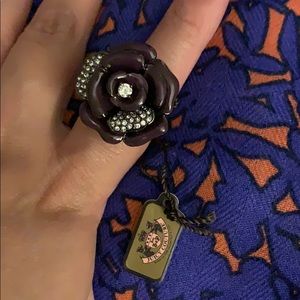 Juicy couture pave and enamel purple flower ring